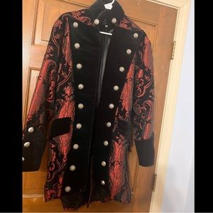 Shrine of Hollywood Red Brocade Coat Size Small